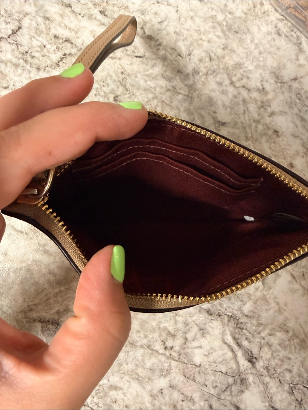 Coach Pebble Leather Wristlet in Taupe - Picture 3 of 3